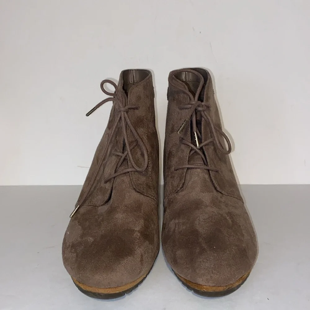 Dr. Scholl's Dynasty Tan Faux Suede Wedge Bootie -